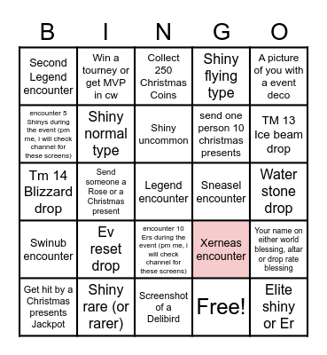 ppo christmas bingo Card