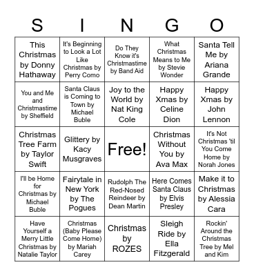 Christmas Singo 2020 Bingo Card