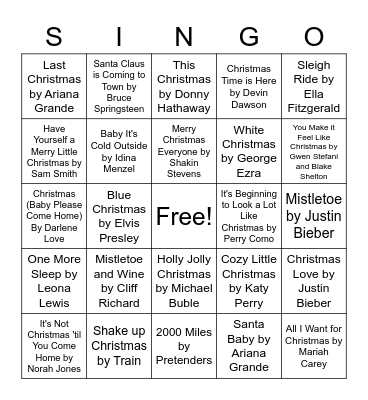 Christmas Singo 2020 Bingo Card