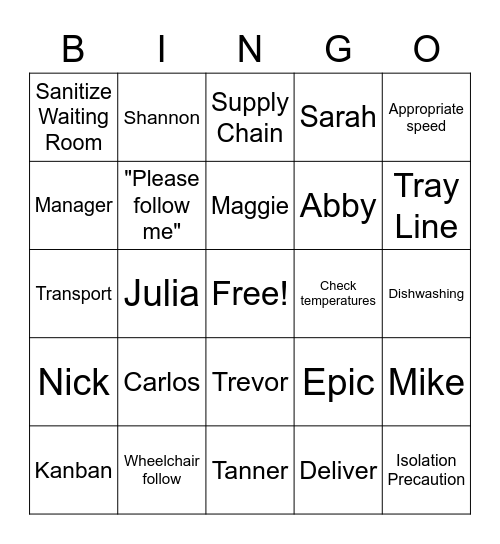 Internship Opportunitites Bingo Card