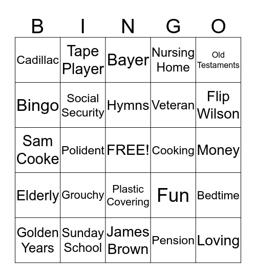 Senior Citizen Bingo Card
