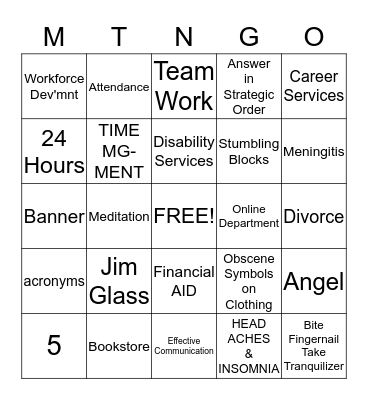Moultrie Tech Bingo  Bingo Card