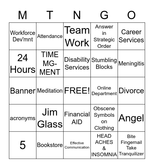 Moultrie Tech Bingo  Bingo Card