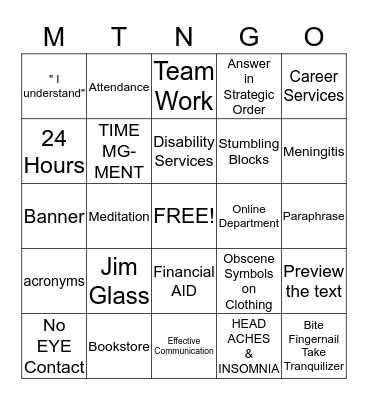Moultrie Tech Bingo  Bingo Card