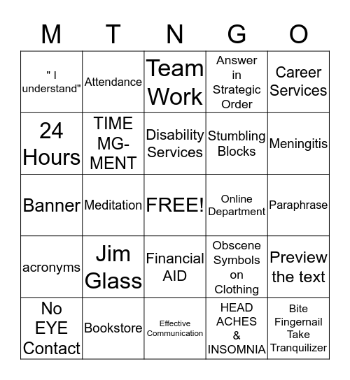 Moultrie Tech Bingo  Bingo Card