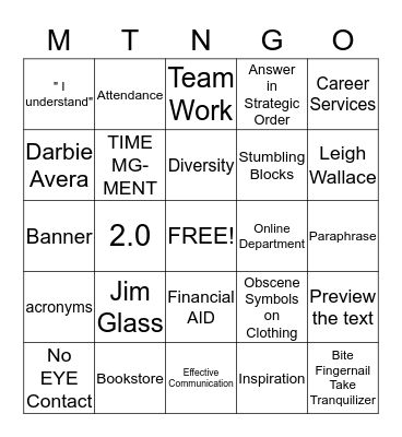 Moultrie Tech Bingo  Bingo Card
