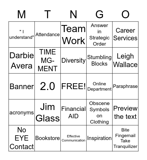 Moultrie Tech Bingo  Bingo Card