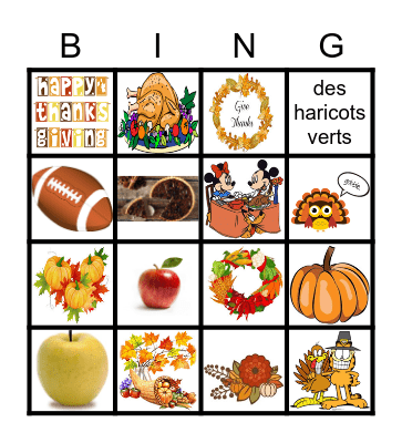 THANKSGIVING Bingo Card