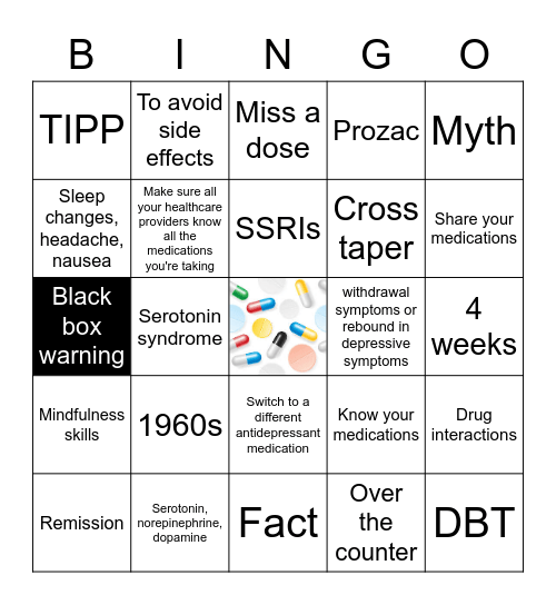 Antidepressants Bingo Card