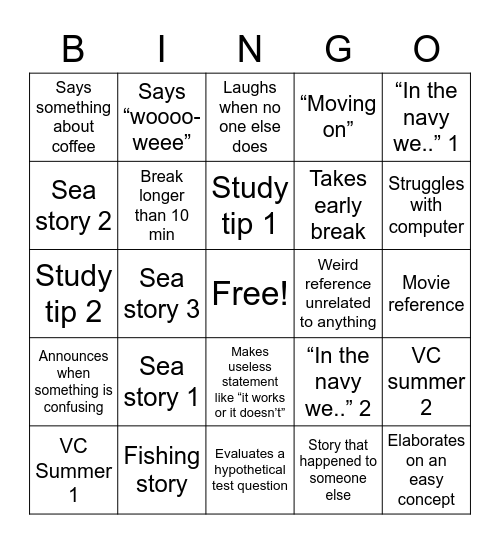 Rich Bingo Card