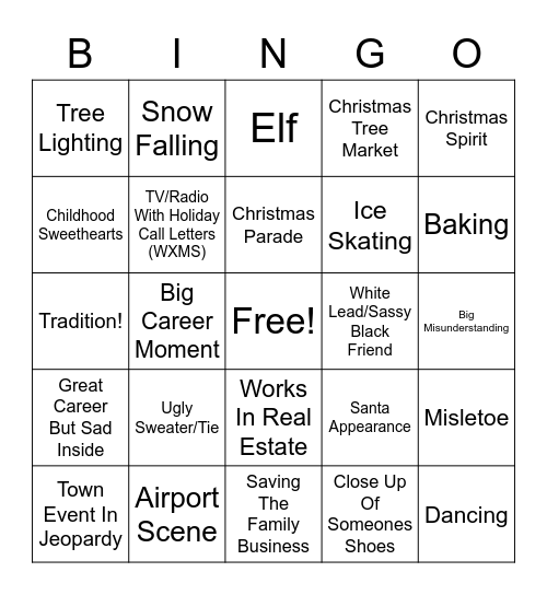 Christmas Movie Bingo Card