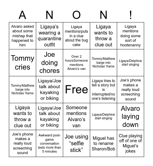 Figueras Fishbowl (Thanksgiving) Bingo Card