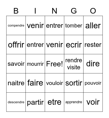 french bingo 11/23 Bingo Card