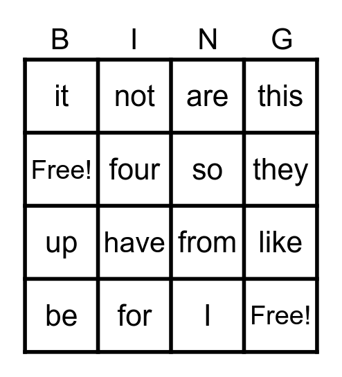 Sight Word Level 3,4 Bingo Card