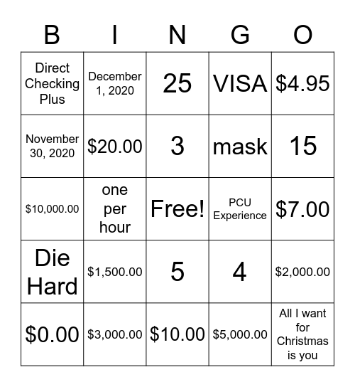SOCKANOSSET BINGO Card