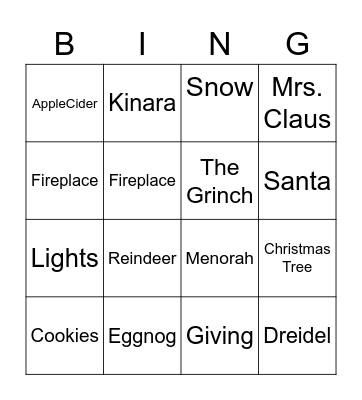 Holiday Bingo Card