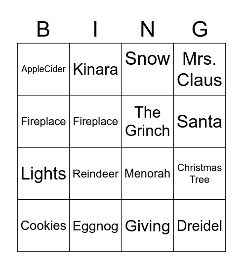 Holiday Bingo Card