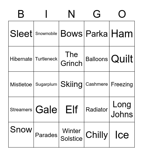Holiday Bingo Card