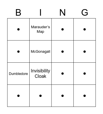 Harry Potter Bingo Card