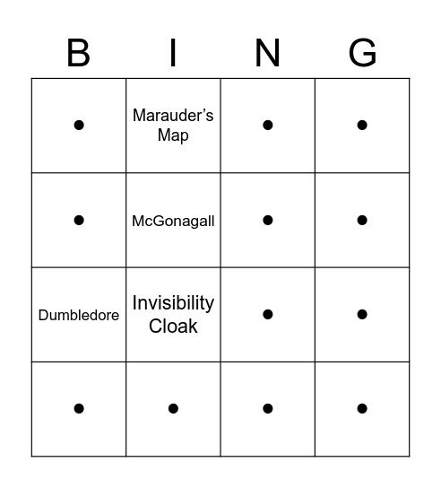 Harry Potter Bingo Card