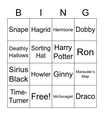 Harry Potter Bingo Card