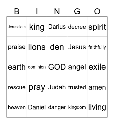 Daniel 6:6-27 Bingo Card