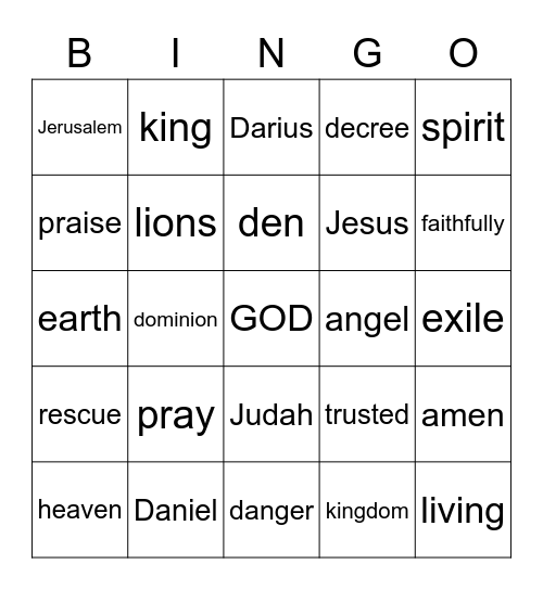 Daniel 6:6-27 Bingo Card