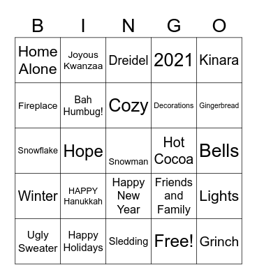Virtual Holiday Party Bingo Card