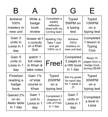 Core Skills Bingo Card