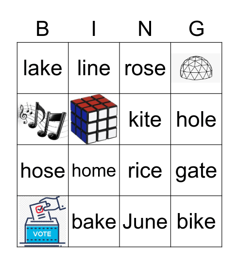 Review Sight Words - Long Vowels Bingo Card