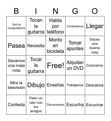 Sp. 1 -AR verbs Bingo Card