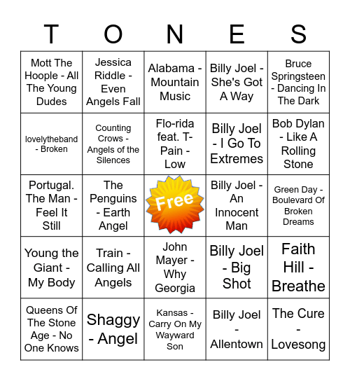 Game Of Tones 11-30-20 Game 2 Bingo Card