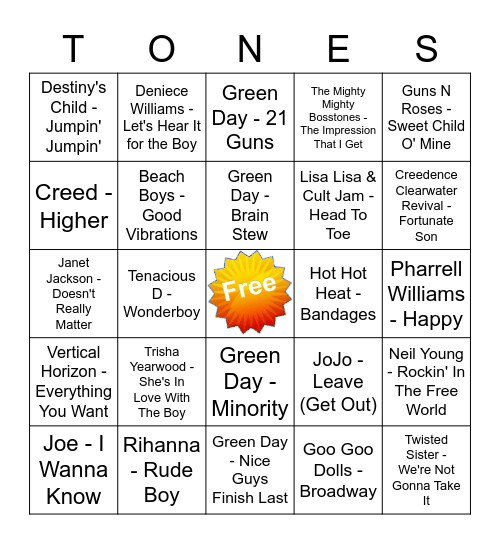 Game Of Tones 11-30-20 Game 4 (Pattern) Bingo Card