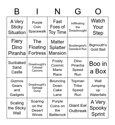 Super Mario Galaxy Bingo Card