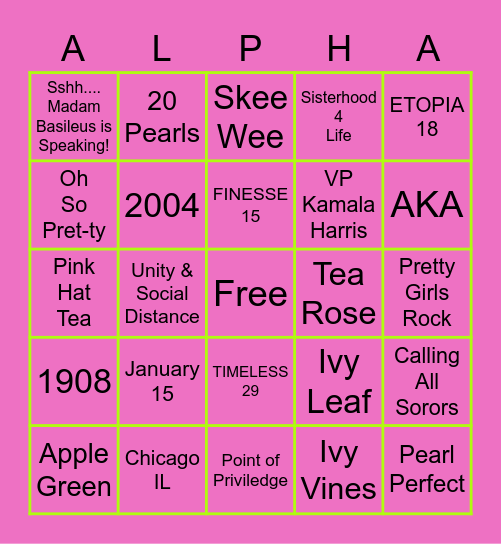 CHI UPSILON OMEGA Bingo Card