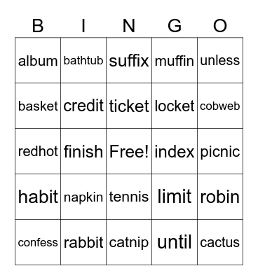 Wilson 3.1 Bingo Card