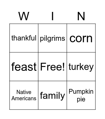 Thanksgiving Bingo Card