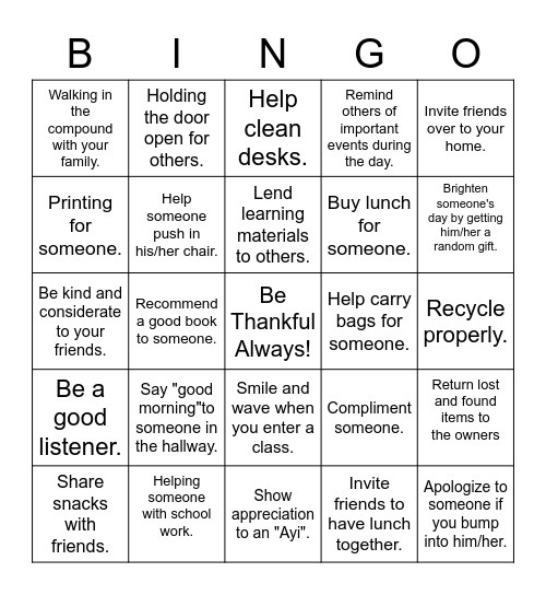 Untitled Bingo Card