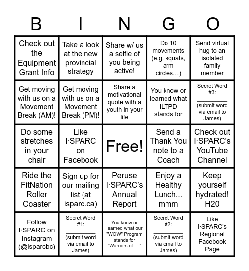 ISPARC BINGO!  December 4 - Vancouver Island Region Bingo Card