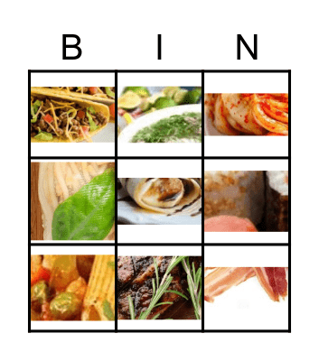 Food Bingo Card