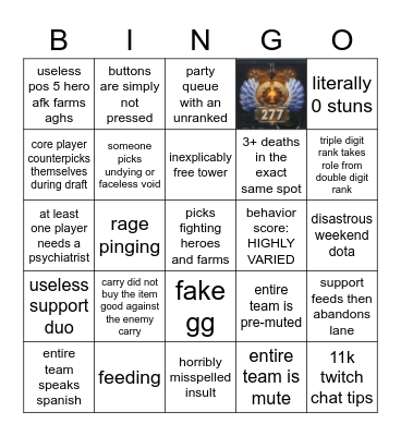 NA DOTA Bingo Card