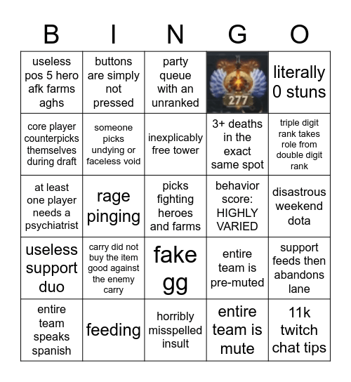 NA DOTA Bingo Card