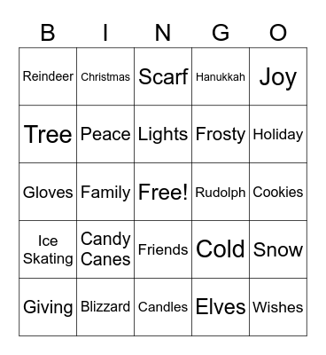 Nerge Holiday Bingo Card