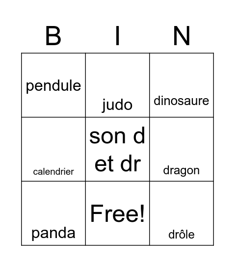 son d et dr Bingo Card