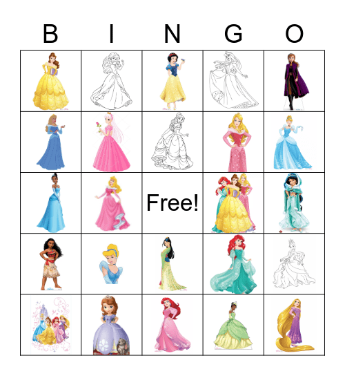 Princess Bingo Card