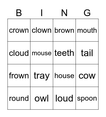 ow ou Bingo Card