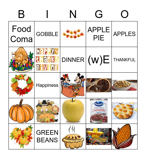 THANKSGIVING Bingo Card