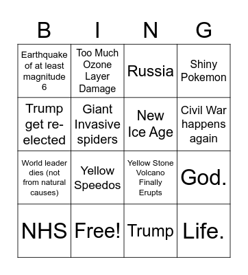 2020 Apocalypse Bingo Card