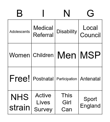 Target Groups Bingo Card