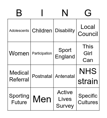 Target Groups Bingo Card